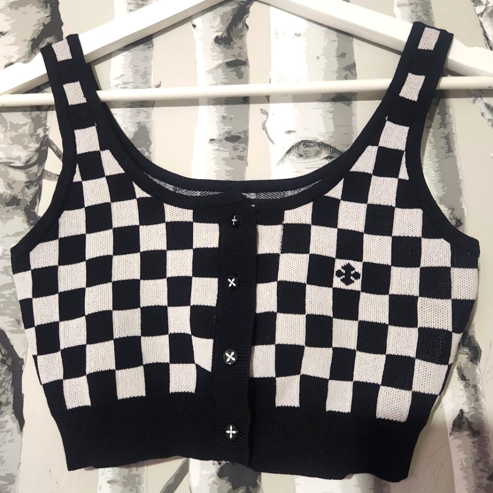 SMFK Black and White Checkere Top Size S